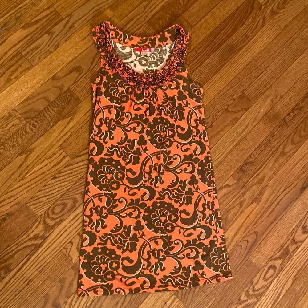 Boden summer dress sleeveless coral and browns size 2R